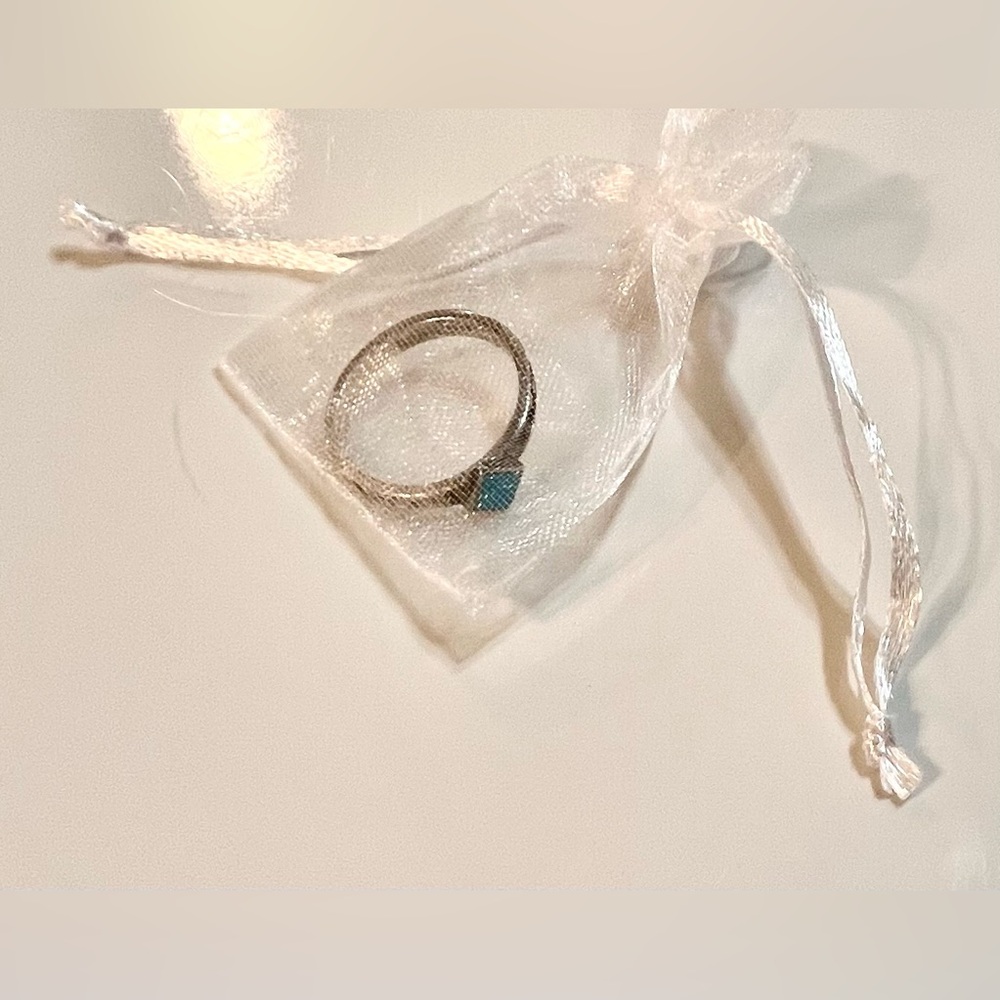 Stackable Vintage 925 Silver Ring W/Small Diamond… - image 2